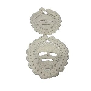 NEW handmade crocheted yarn white skull table decor dollies